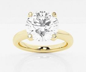 4.07 ct. Natural Round Diamond Solitaire Ring in 14K Yellow Gold