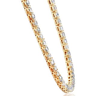 43.50 ct. Natural Diamond Men's Tennis Necklace Solid 14K Yellow Gold