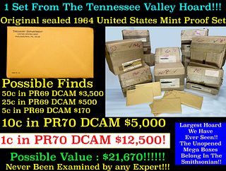 Original Sealed 1964 United States Mint Proof Set Tennessee Valley Hoard