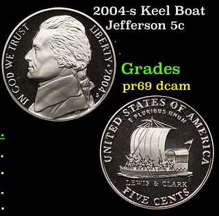 Proof 2004-s Keel Boat Jefferson Nickel 5c Grades GEM++ Proof Deep Cameo