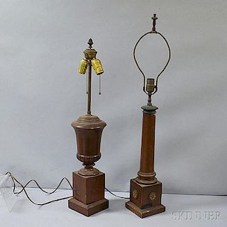 Two Carved Wood Lamps