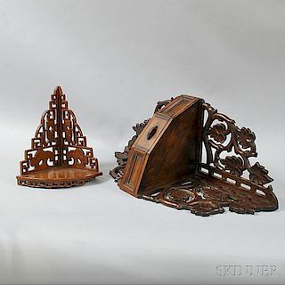 Two Chinese Carved Hardwood Hanging Shelves