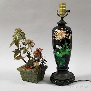 Hardstone Flowers and a Cloisonne Lamp