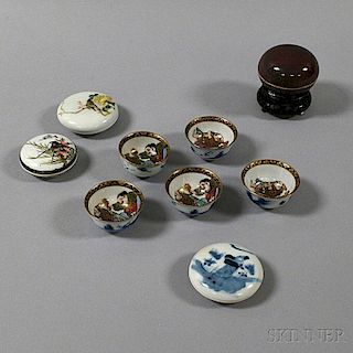 Group of Chinese Seal Paste Boxes and Japanese Cups