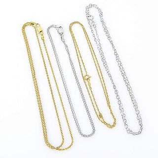 Four (4) 14 Karat Gold Chains Including Two (2) White Gold and Two (2) Yellow Gold