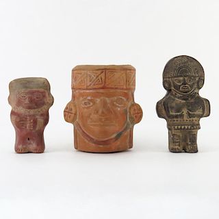 Three (3) Pre Columbian or Later Inca Pottery Figures