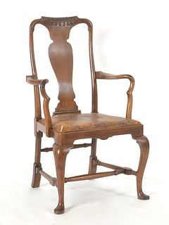Queen Anne Style Mahogany Armchair 