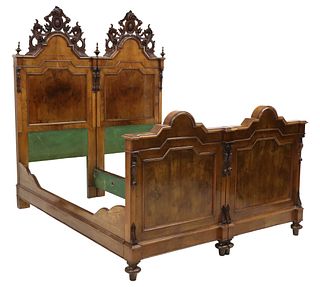 ITALIAN LOUIS PHILIPPE CARVED WALNUT DOUBLE BED