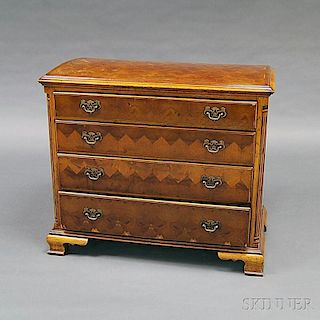 Chippendale-style Parquetry-inlaid Oak Chest of Drawers