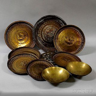 Ten Decorative Asian Brass Items