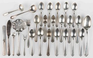 WATSON CO. AND OTHER STERLING SILVER FLATWARE AND SERVING UTENSILS, LOT OF 25