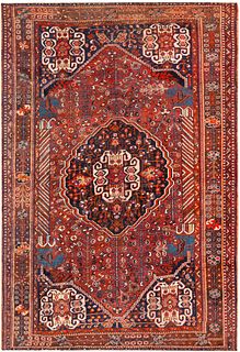 Antique Persian Qashqai Rug 8 ft x 5 ft (2.43 m x 1.52 m)