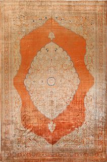 Large Antique Persian Silk Tabriz Haji Jalili Carpet 16 ft x 10 ft 10 in (4.88 m x 3.3 m)