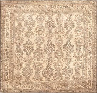 Large and Square Antique Turkish Oushak Carpet 18 ft 7 in x 17 ft 7 in (5.66 m x 5.36 m)