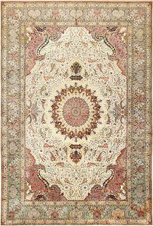 Finely Woven Silk and Wool Vintage Persian Tabriz Rug 16 ft 10 in x 11 ft 4 in (5.13 m x 3.45 m)