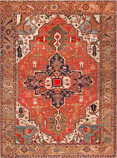 Antique Persian Heriz Area Rug 13 ft 8 in x 10 ft 5 in (4.17 m x 3.17 m)