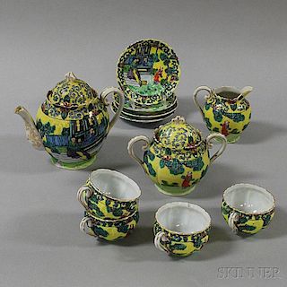 Eleven-piece Chinese Famille Jaune Tea Set