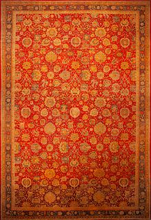 Oversized Large Scale Allover Design Antique Indian Agra Rug 23 ft 7 in x 16 ft 2 in (7.19 m x 4.93 m)