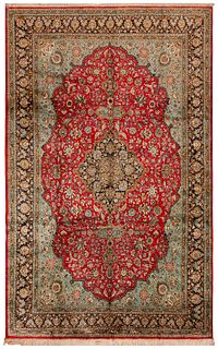 Silk Qum Vintage Persian Rug 11 ft 9 in x 7 ft 8 in (3.58 m x 2.33 m)