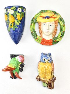 COLLECTION OF CERAMIC HAND PAINTED WALL POCKETS