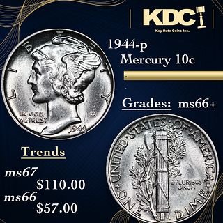 1944-p Mercury Dime 10c Grades GEM++ Unc