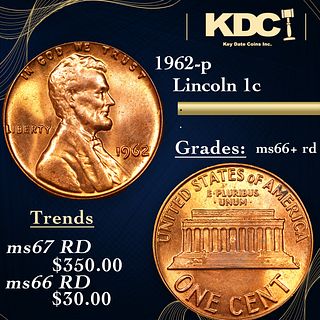 1962-p Lincoln Cent 1c Grades GEM++ RD