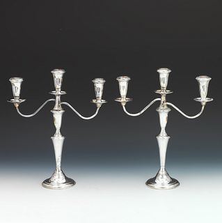 A Pair of Reed and Barton Sterling Silver Interchangeable Candelabra 