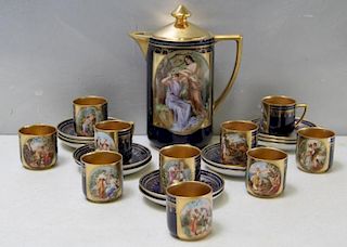 Royal Vienna Style Coffee Pot and 10 Cups and