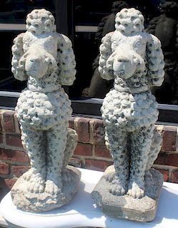 Pair of Decorative Cast Cement Poodle Statues.