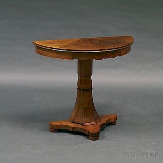 Continental-style Mahogany Walnut Veneer Demilune Table