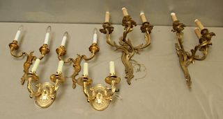 Lot of 3 Pairs of Bronze Sconces.