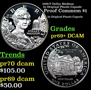 Proof 1999-P Dolley Madison In Original Plastic Capsule Modern Proof Commem Dollar 1 Grades GEM++ Proof Deep Cameo