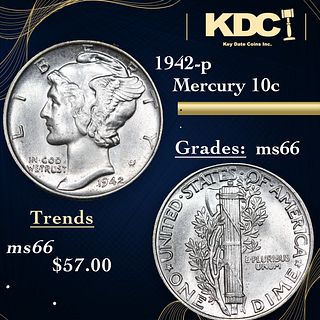1942-p Mercury Dime 10c Grades GEM+ Unc