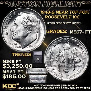 ***Auction Highlight*** 1948-s Roosevelt Dime Near TOP POP! 10c Graded ms67+ FT By SEGS (fc)