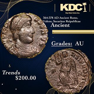 364-378 AD Ancient Rome, Valens, Securitas Reipublicae Ancient Grades AU