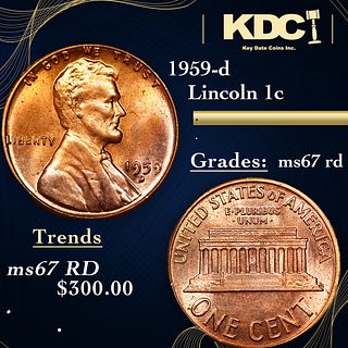 1959-d Lincoln Cent 1c Grades GEM++ Unc RD