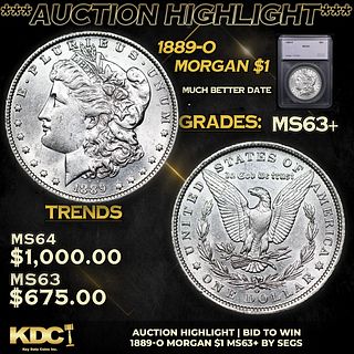***Auction Highlight*** 1889-o Morgan Dollar 1 Graded ms63+ By SEGS (fc)