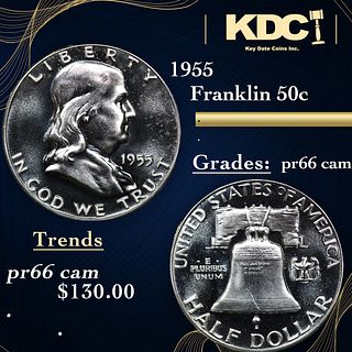 Proof 1955 Franklin Half Dollar 50c Graded pr66 cam BY SEGS