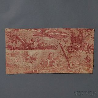 Copper-plate Printed Textile Panel with Hunting Scene