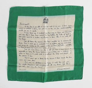 King Edward VIII Speech  Silk 1936 Collectible Scarf 