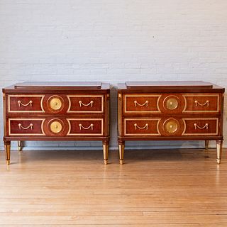 Fine Pair of Russian Neoclassical Gilt-Bronze-Mounted Mahogany Chest of Drawers
