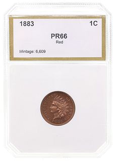 1883 US INDIAN HEAD 1 CENT PCI PR66 RED