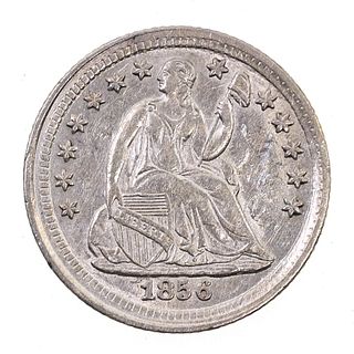 1856-P US SILVER SEATED LIBERTY 5C HALF DIME COIN