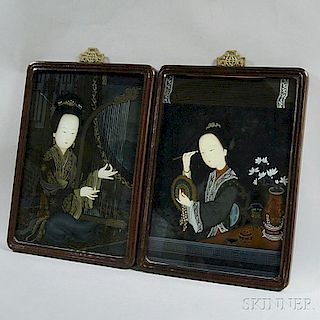 Two Chinese Reverse Glass Paintings