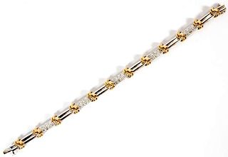 2CT DIAMOND AND 14KT WHITE AND YELLOW GOLD BRACELET