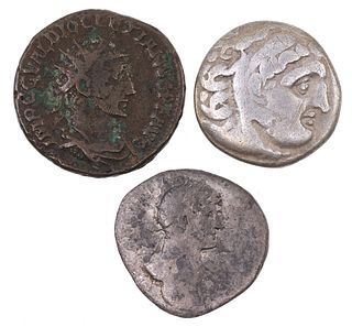 ANCIENT ROMAN & GREEK SILVER & BRONZE COINS