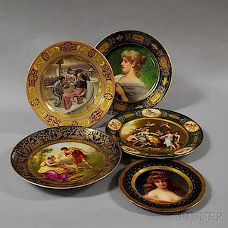 Five Austrian Porcelain Cabinet Plates