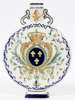 FRENCH FAIENCE POTTERY FLASK