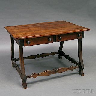 Brazilian Carved Hardwood Two-drawer Table
