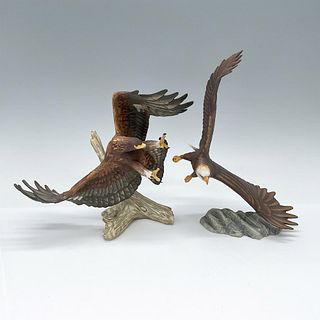 2pc Franklin Mint Noble Bird Figurines, Eagles